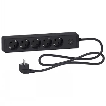 Schneider Electric Unica Extend Schuko pikendusjuhe 5 pistikupesaga, antratsiit