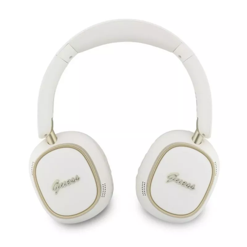Guess Bluetooth ENC Rectangle Metal Script Over-Ear Headphones White