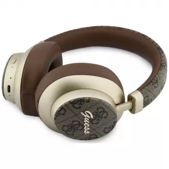 Guess GUE005457 Over-Ear Bluetooth kõrvaklapid ENC-ga, pruun, kuldse kirjaga metallist disain