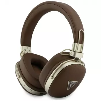 Guess GUE005460 Bluetooth On-Ear kõrvaklapid ENC-ga, pruun, metallist teralise kolmnurga logo