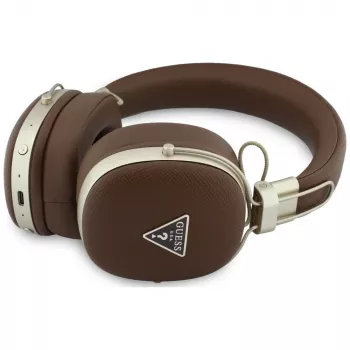 Guess GUE005460 Bluetooth On-Ear kõrvaklapid ENC-ga, pruun, metallist teralise kolmnurga logo