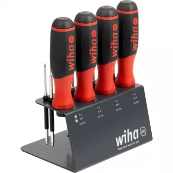 WIHA SoftFinish Kruvikeeraja otsahoidikuga 1/4 inch (must/punane, pöördmehhanismiga)