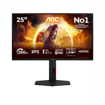 AOC Gaming 25G4ZR - 25-tolline Full HD monitor, 260 Hz ülekiirendatud, 1 ms, G-Sync ühilduv, HDR10 (1920x1080, 2x HDMI 2.0, DP 1.4) Must/Punane