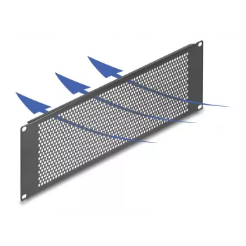 DELOCK 19 inch Pimepaneel ümarate aukudega 3U Must