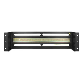 DELOCK 19 inch jaotuspaneel kaitselülititele koos kaanega ja DIN-siini ning 2 kaablikinnitusrööpaga, 3U, must teras