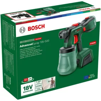 Bosch AdvancedSpray 18V-500 juhtmevaba värvipihusti (tööriist ilma akuta, roheline, POWER FOR ALL ALLIANCE)