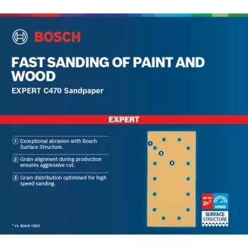 Bosch Expert C470 lihvpaber, 115 x 230 mm, terasus K240 (50-pakk, orbitaallihvijatele)