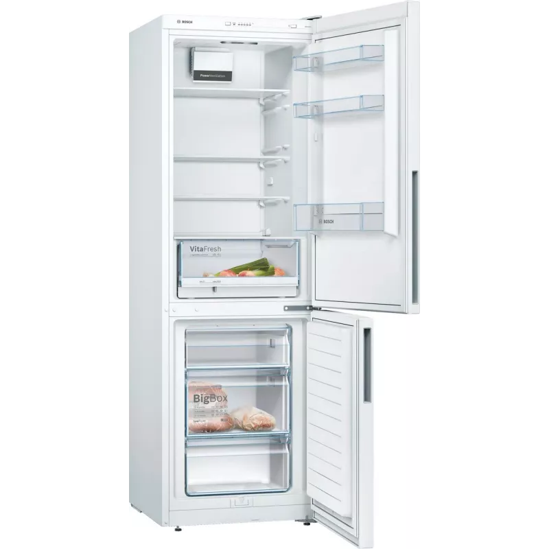 Bosch KGV362WEAS Külmik-sügavkülmik, valge, 308 L nettokogumaht, energiaklass E