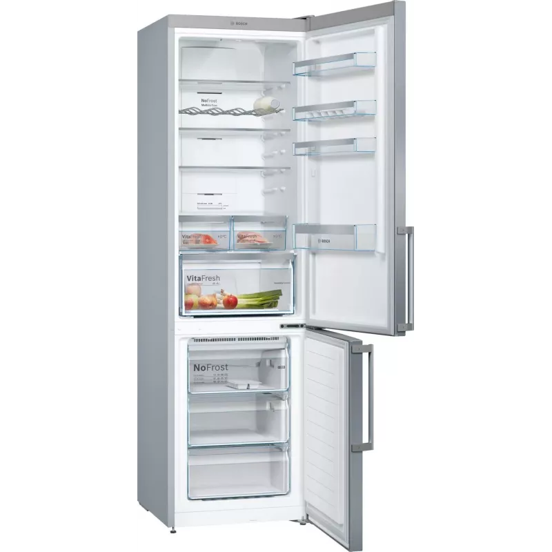 Bosch KGN397LEQ Vabaltseisev Külmik-Sügavkülmik NoFrost, VitaFresh, 363L, Inox-look, Energiaklass E
