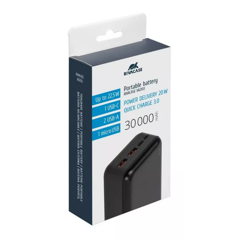 Rivacase VA2103 Power Bank 30000 mAh 22.5W Must