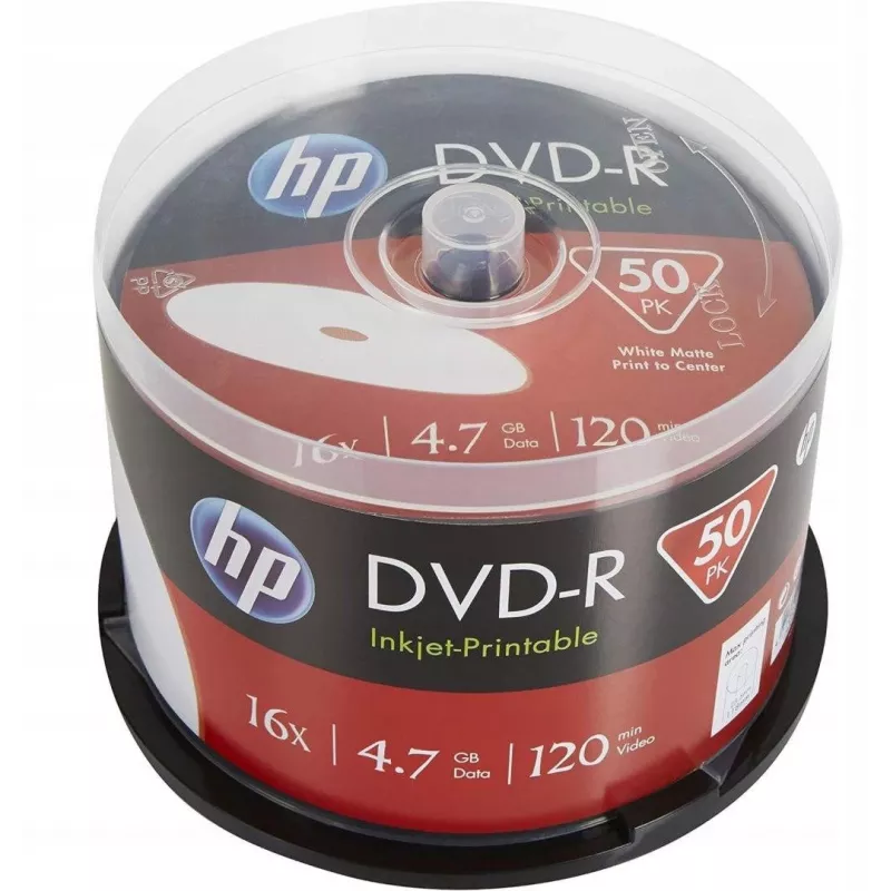 Verbatim HP Inkjet-Printable DVD-R Spindel (50 plaati) - 16x, 4,7 GB, AZO värvaine, valge prinditav pind