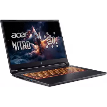 Acer Nitro V 17 AI mängusülearvuti - AMD Ryzen 5 240, 17,3 tolli FHD 144Hz, 16GB DDR5, 512GB SSD, GeForce RTX 5050, ilma OS-ita, Obsidiaanmust