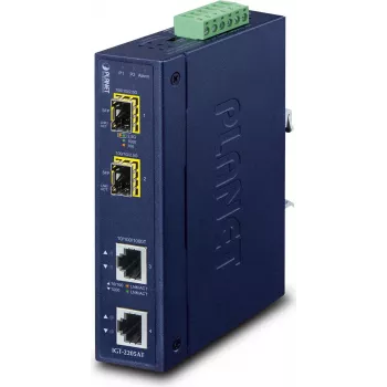 Planet IGT-2205AT Industrial 2-Port Gigabit Ethernet to SFP Media Converter, IP30, -40°C to 75°C