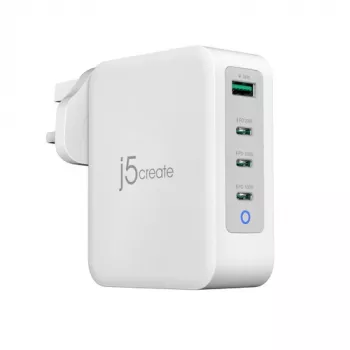 J5CREATE 130W GaN USB-C 4-Port Laadija - UK Valge Hall