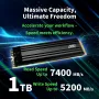 AGI TECHNOLOGY 1TB SSD M.2 NVMe PCIe Gen4x4 - 7400MB/s lugemiskiirus, 5200MB/s kirjutamiskiirus, 750TBW