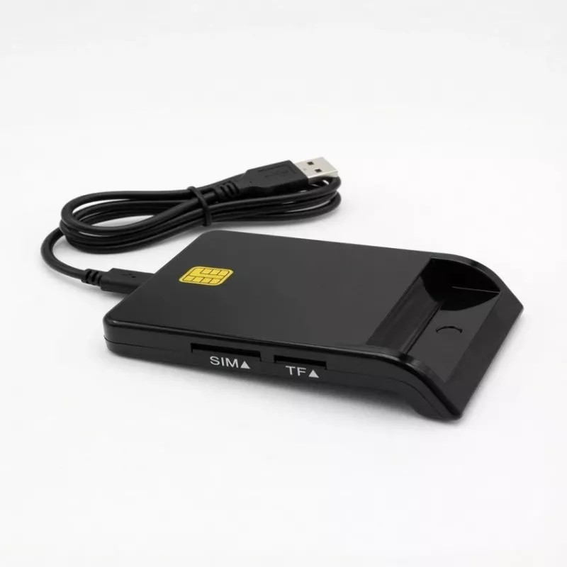 iLike 4-in-1 USB Smart Card Reader with SIM, SD & Micro SD Support, CAC Reader for ID Cards, Bank Cards, eID and Memory Cards Black