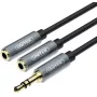 UNITEK Y-C956ABK 3.5mm Mini Jack Isane 2x 3.5mm Emas Audio Splitter Adapteri Kaabel - Must