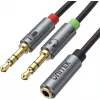UNITEK Y-C957ABK 3.5mm Mini-Jack Heli Jagaja Kaabel, Emas kuni 2x Isane, 20 cm, Must