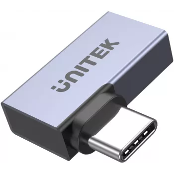 UNITEK USB-C isane USB-C emane täisnurkne lame adapter 40Gbps 100W Space Gray