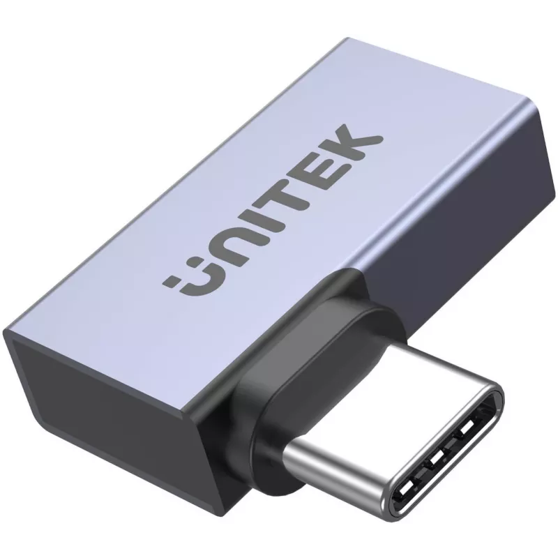 UNITEK USB-C isane USB-C emane täisnurkne lame adapter 40Gbps 100W Space Gray