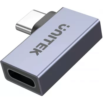UNITEK USB-C isane USB-C emane täisnurkne lame adapter 40Gbps 100W Space Gray