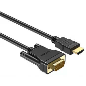 UNITEK HDMI-VGA kaabel, Full HD 1080p, 60Hz, 2m, must
