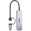 UNITEK 5-in-1 USB-C Hub koos SD ja MicroSD kaardilugejaga, 5 Gbps, Space Grey