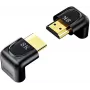 UNITEK 8K HDMI nurkadapter 90° ja 270° (2-pakk) - Must