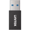 UNITEK USB-A andmeblokeerija adapter - ainult laadimine, must