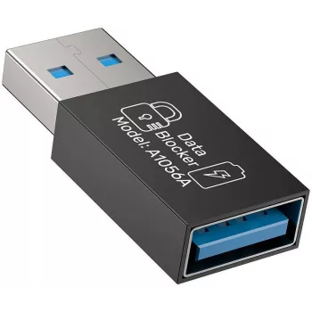 UNITEK USB-A andmeblokeerija adapter - ainult laadimine, must