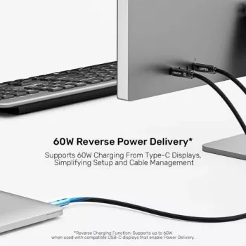 UNITEK USB-C Active Optical Cable 5m - 10Gbps, PD 60W, 8K@30Hz, Must