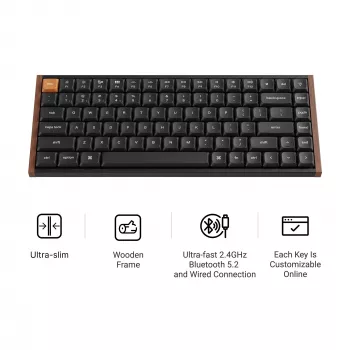 Keychron K3M-F1 75% Low-Profile mehaaniline klaviatuur, Gateron Red lüliti, RGB Hot-Swap, Bluetooth 5.1 ja USB-C, must