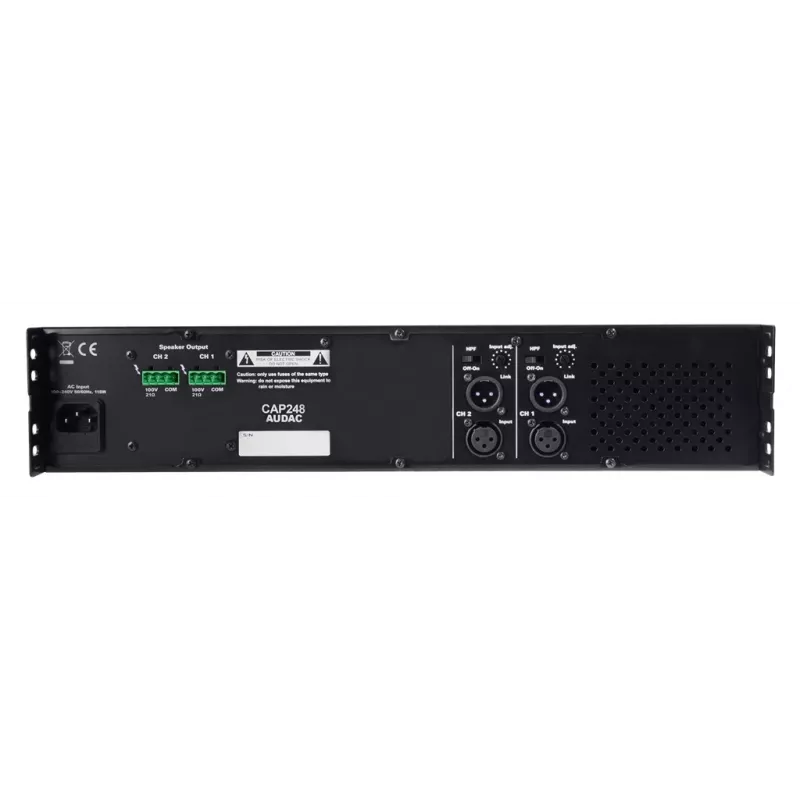 AUDAC CAP248 2-kanaliline Class-D võimsusvõimendi 480W RMS 4 Ohm 1U must