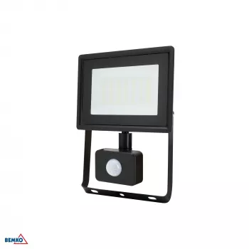 KAFLER KASTEL LED prožektor 30W 4000K 2520lm IP65 must PIR-anduriga