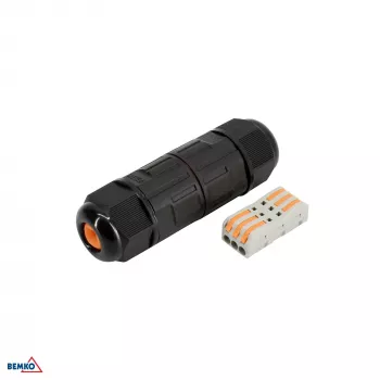 BEMKO IP68 3-poolne kaabliühendus, kiirühendus, must