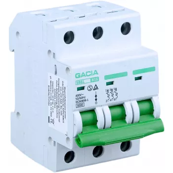 GACIA SB6L B 3P 6A Miniature Circuit Breaker, 6kA, B Curve, 3-Pole, 6A