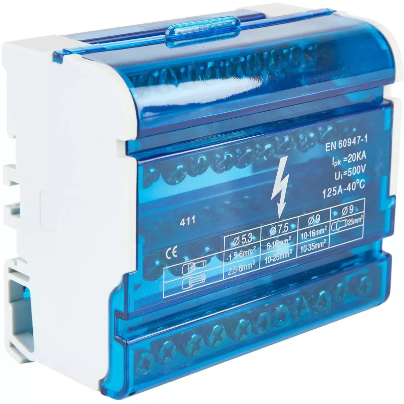 VCX BLK 411 4-pooluseline 11-klemmiline jaotusklemm 100A 1000V hall