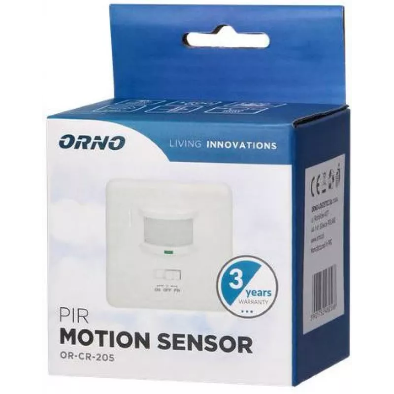 ORNO OR-CR-205 PIR-liikumisandur, 360°, 6m, 230V, valge, lae sisse paigaldatav