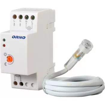 ORNO OR-CR-219 DIN-rööpale paigaldatav hämarusandur välise fotoelemendiga, 230V AC, 10A, 2-100 Lux