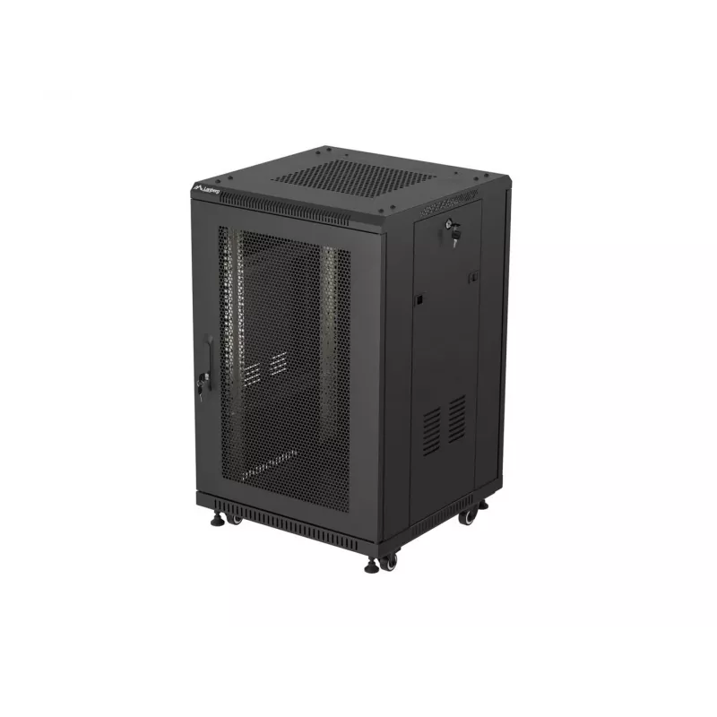 Lanberg 19-tolline 18U 600x600 must põrandal seisev kaablikapp perforeeritud uksega (lamepakend)