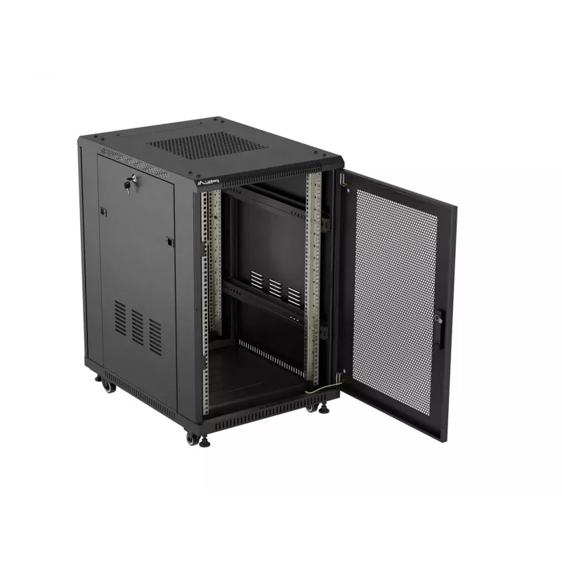 Lanberg 19-tolline 18U 600x800 mm must põrandal seisev kapp perforeeritud ustega (lamepakend)