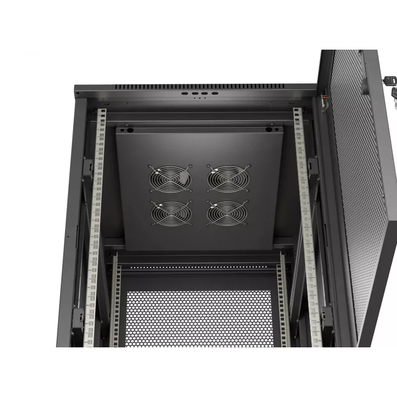 Lanberg 19-tolline 18U 600x800 mm must põrandal seisev kapp perforeeritud ustega (lamepakend)