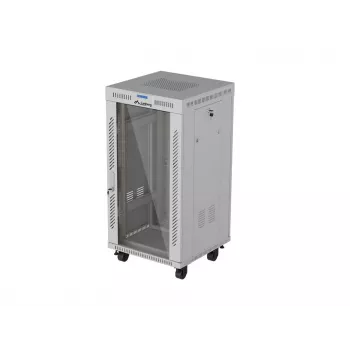 LANBERG 19 inch 22U põrandakapp 600x600 mm hall karastatud klaasuksega LCD-ekraaniga (lamepakend)