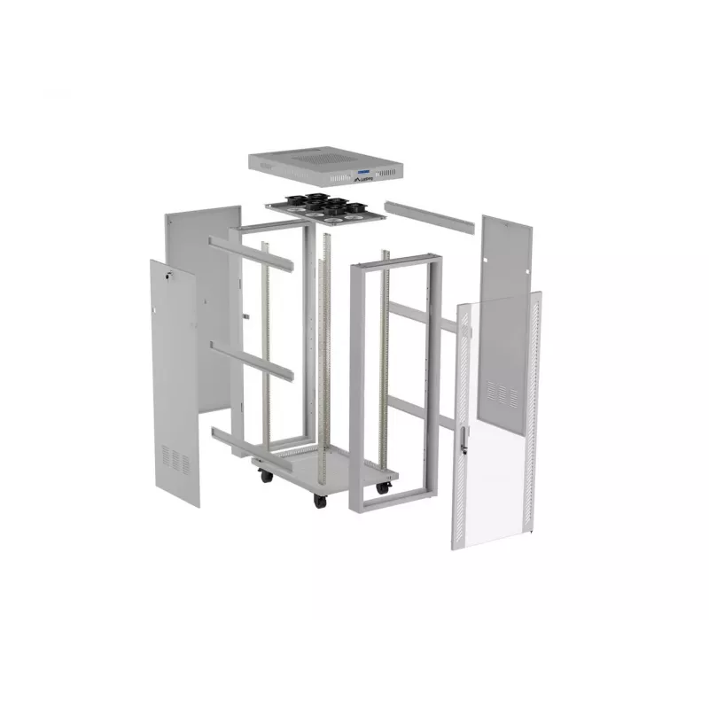 LANBERG 19 inch 42U põrandakapp 600x1000 mm hall karastatud klaasuksega LCD-ekraaniga isekoostatav