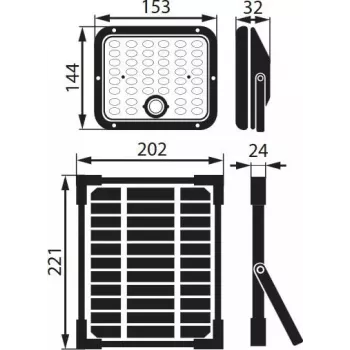 BEMKO SOLPAR Solar LED Floodlight 10W 1500lm 3000/4000K IP65 Black with PIR Sensor