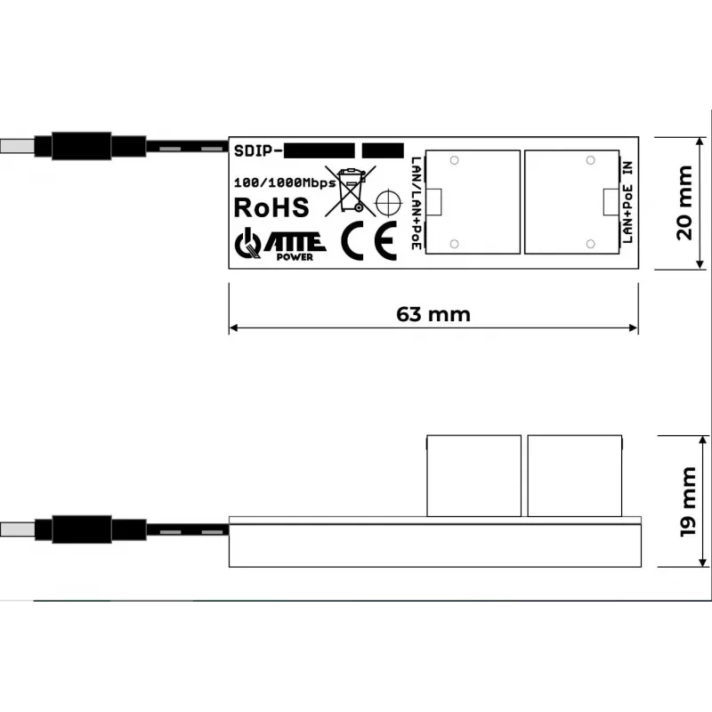 ATTE SDIP-12-121 PoE+ adapter 30W Gigabit