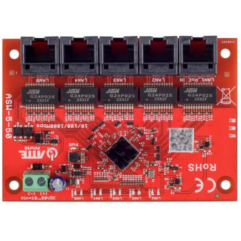ATTE ASW-5-50-OF 5-Pordiline haldamata PoE switch, 4 PoE-porti, 50W eelarve, 10/100 Mbps, metallkorpus