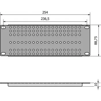 ATTE ADD-RACK10-2U1 10-tolline 2U riiulikinnitusadapter sirgete avadega, must