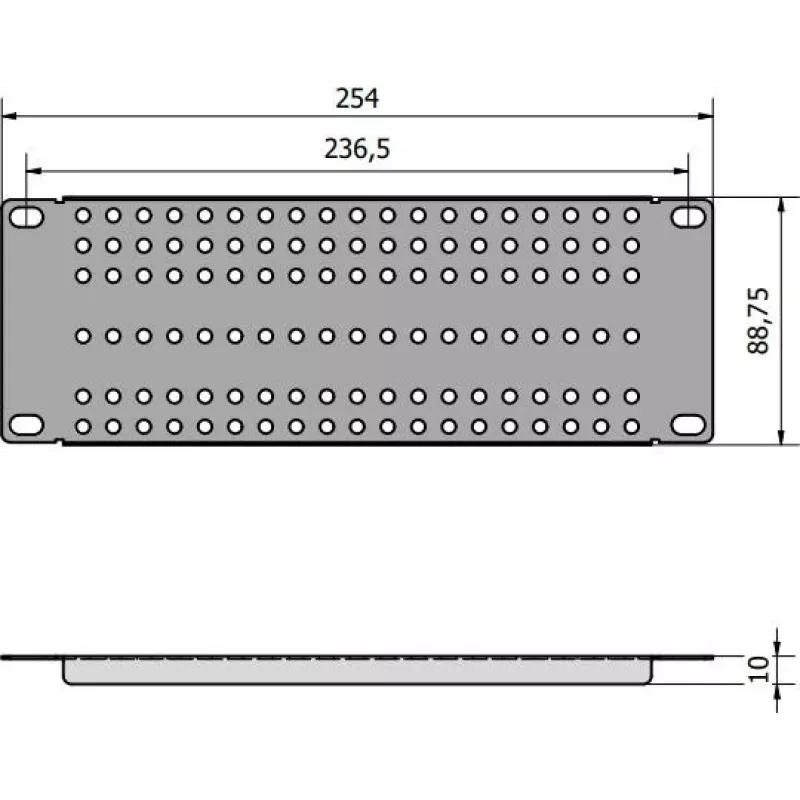 ATTE ADD-RACK10-2U1 10-tolline 2U riiulikinnitusadapter sirgete avadega, must