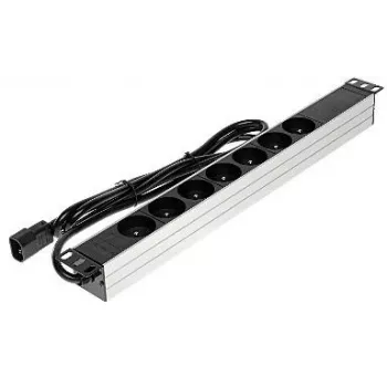 DELTA PD-7/RACK/IEC 19-tolline 1U põhiline PDU 7 Schuko pistikupesaga, IEC C14 sisend, 2 m kaabel, 16 A, must